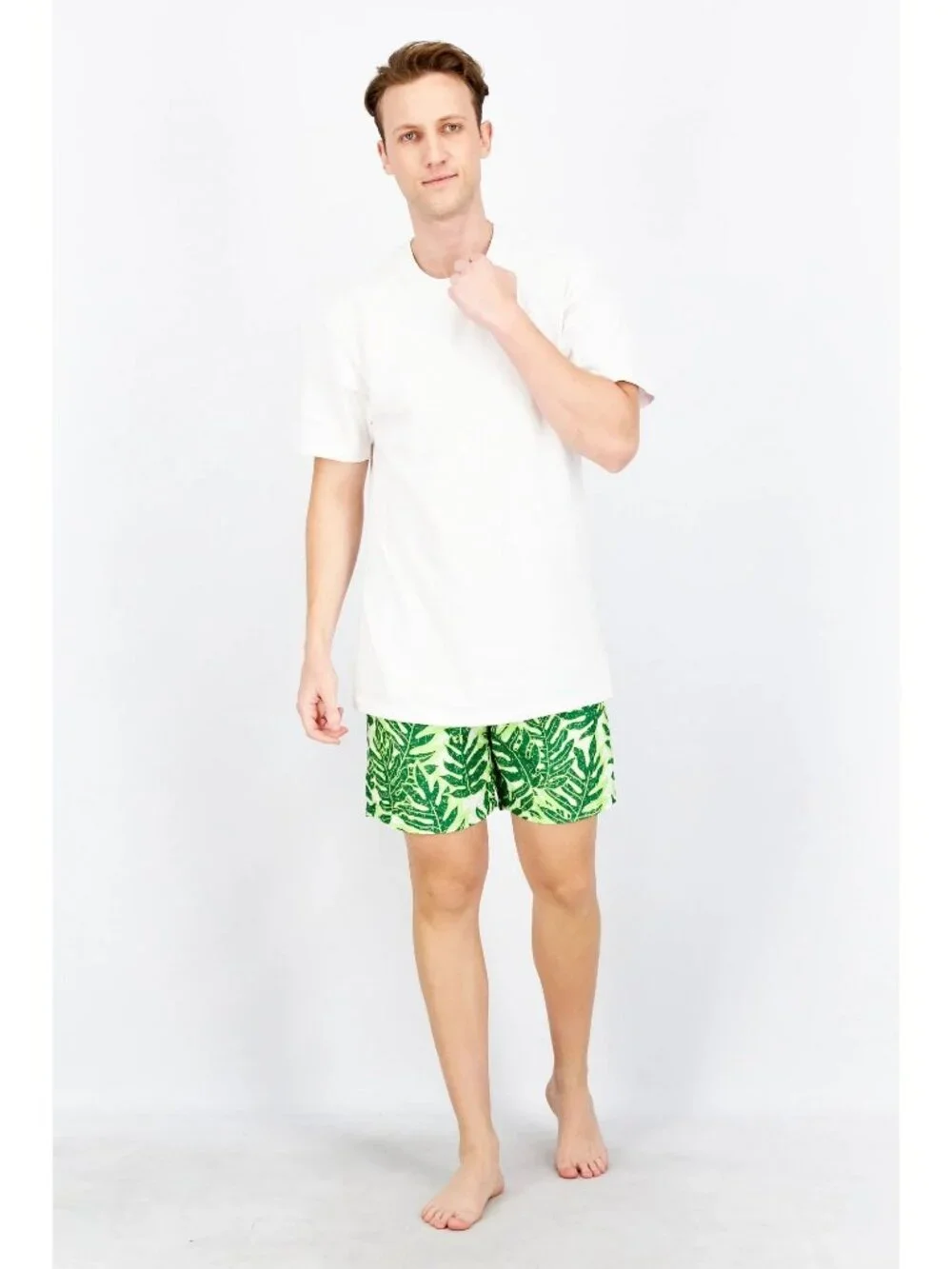 Club Room Leaf Print Swim Trunks XL Elastic Waist Shorts Mesh Lined Bright AOP